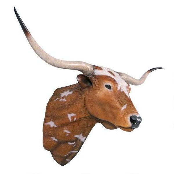 Fake Texas Longhorn Bull Sculptural Wall Head Mounting Statue Symbol